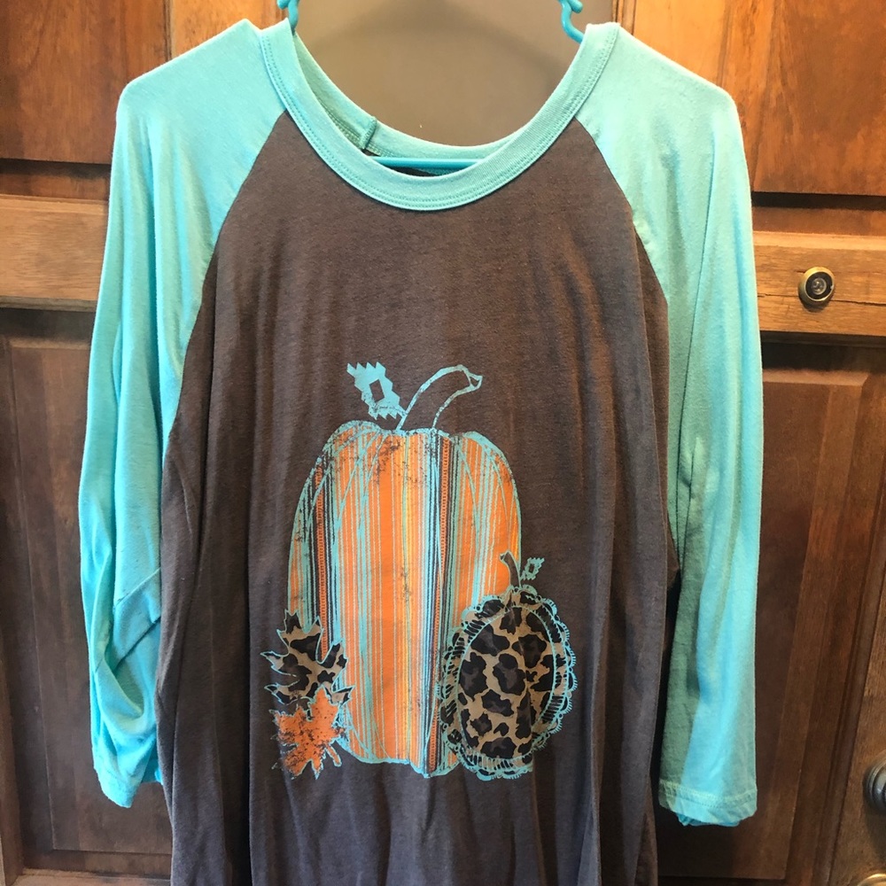Crazy Train Leopard/Serape Pumpkin Baseball Tee